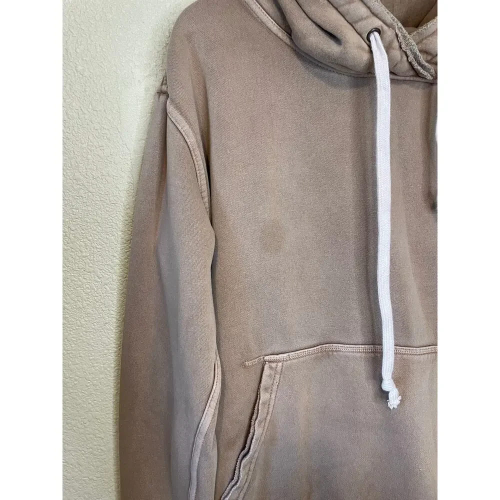 Free People We The Free Zuma Hoodie Sweatshirt Washed Brown Large Distressed